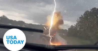 Truck hit by lightning strike on the interstate in Florida | USA TODAY #Shorts