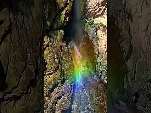 Waterfall in China changes to gorgeous rainbow color in rare sighting | USA TODAY #Shorts