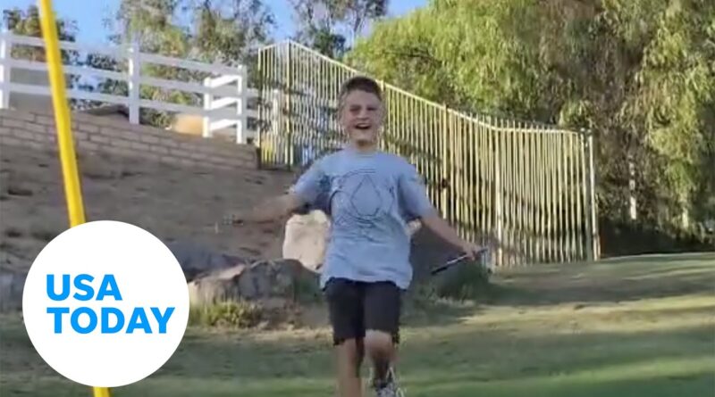 Kid golfer ecstatic after nailing trickshot at California golf course | USA TODAY