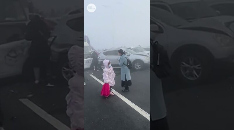 Extreme fog causes massive 200 car pile-up in China | USA TODAY #Shorts